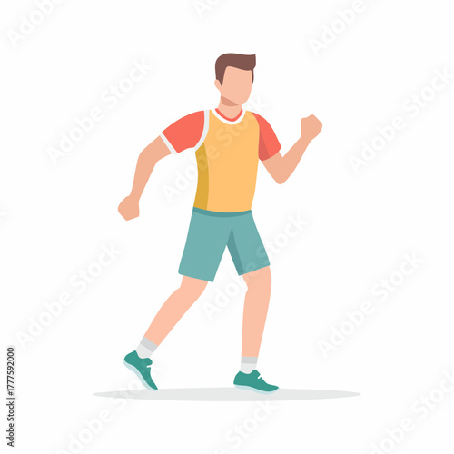 Cartoon runner in sportswear, vector illustration, active lifestyle concept.