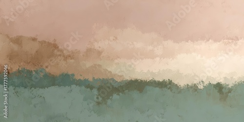 Abstract Landscape Painting Earth Tones and Tranquil Ambiance