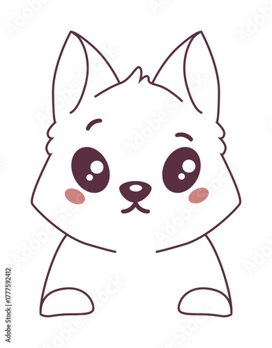 Cute cartoon animal illustration with big eyes and rosy cheeks, perfect for children's projects.