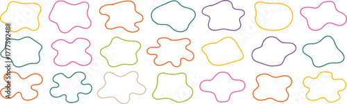 Colorful abstract organic shape collection with playful wavy outlines on white background