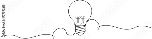 single continous one line art idea light bulb . creative solution team work lamp concept vector eps 10

