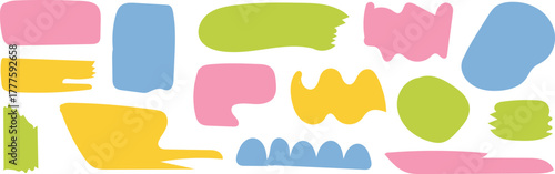 Abstract colorful brush stroke and shape collection for modern minimal design projects