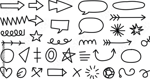Creative hand drawn doodle icons and symbols collection for digital design use