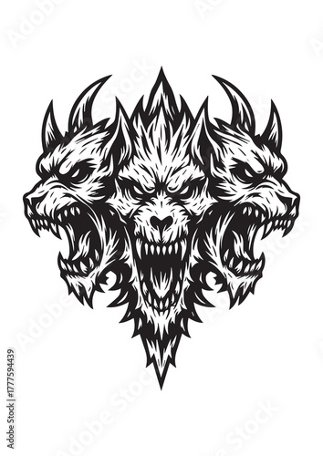 Cerberus Head Tattoo Design
