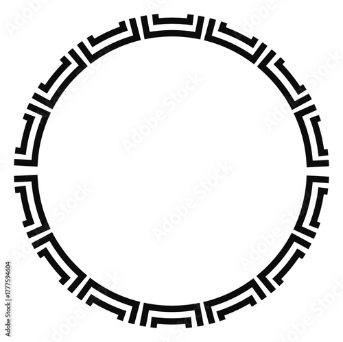 Intricate black and white geometric circle frame with distinct pattern, perfect for creative projects.