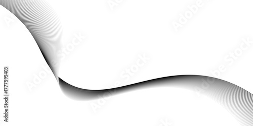 abstract black wave, Stylized line art background. Vector illustration. twisted curve lines with blend effect. presentation, banner.	