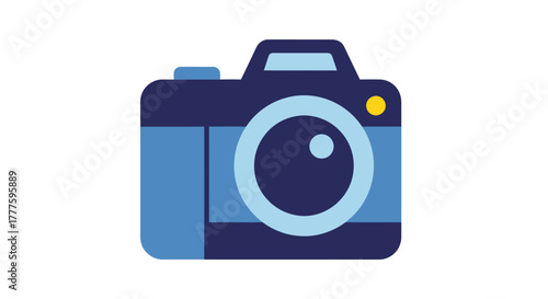 Blue digital camera icon flat vector illustration.