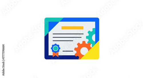 Certificate of Achievement with Gears - Symbolizing Technical Proficiency.