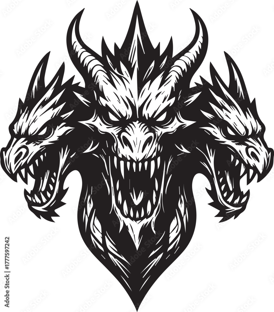 Obraz premium Hydra Head Tattoo Design Vector