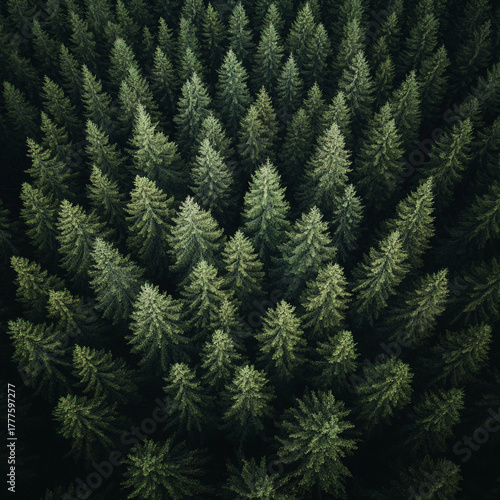 Wallpaper Mural Aerial view of green pine tree forest in symmetrical patterns   Torontodigital.ca