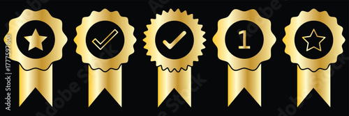 set of star icon and badge icon vector illustration symbol. Certificate Badge Icons Set, Quality Seal, Verification Symbols set. number one icon Verify verified label and icon vector set in blue color