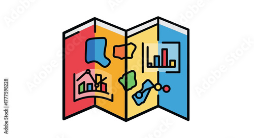 Colorful Infographic Map Icon for Data Visualization.
