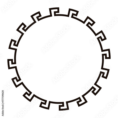 Simple circular frame with greek style patterns, perfect for design and decorative projects.