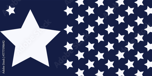 Bright white stars on a dark blue background, seamless pattern.