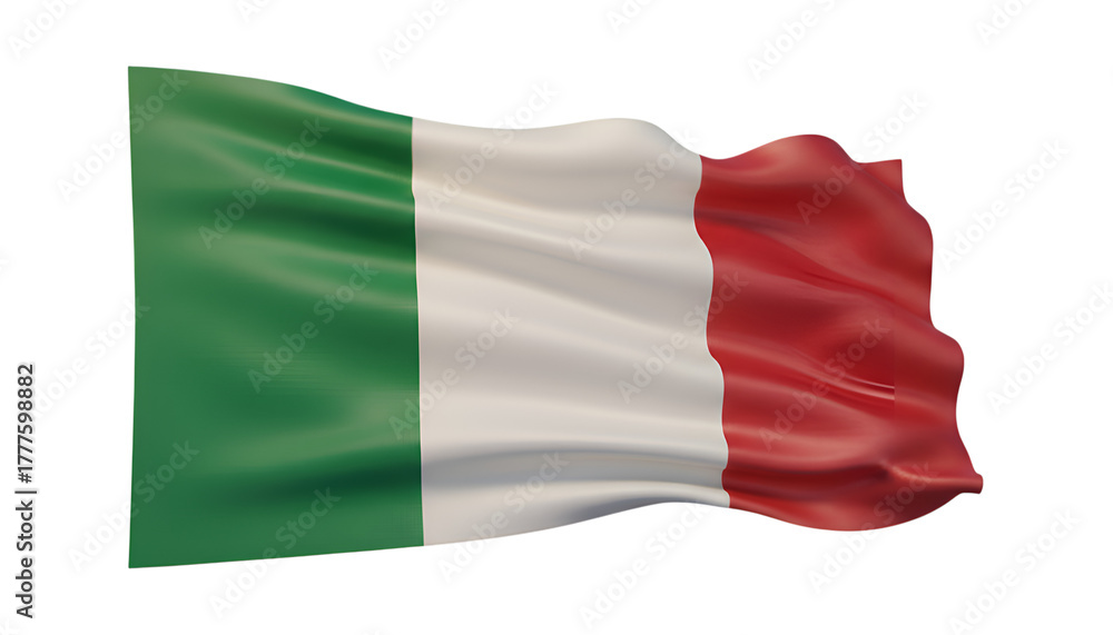 Obraz premium Italian Pride: The flag of Italy flutters proudly, its vibrant green, white, and red stripes symbolizing the nation's rich history, culture, and enduring spirit.