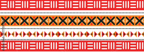 Vibrant geometric African tribal pattern design
Hand drawn Flat African pattern. Hand drawn abstract seamless geometric pattern. African ethnic banner. Vector colourfu shapes background in flat style.