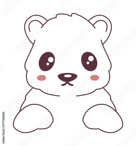 Charming cartoon bear with big eyes and blush cheeks, perfect for children's decorations and designs.