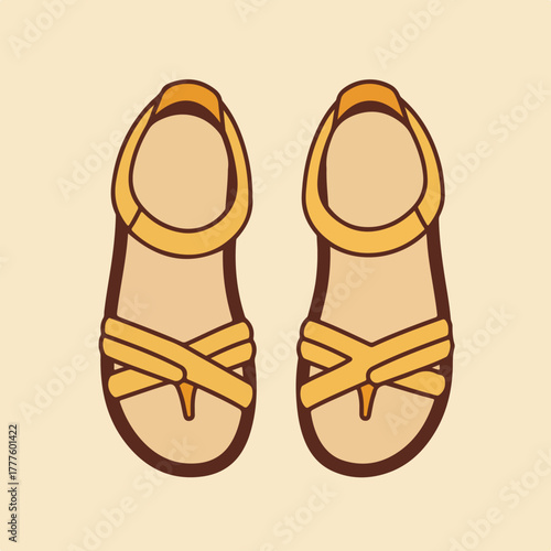 Pair of stylish golden brown sandals perfect for summer beach outings and casual outings, suitable for fashion and travelrelated designs.