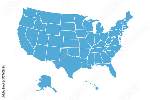 USA Map Illustration: A clear, stylized representation of the United States of America. with each state delineated. a symbol of the nation's diverse states.