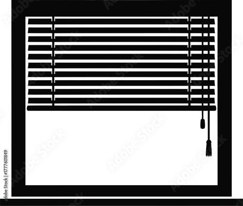 Window blinds and shutters, modern home interior privacy and light control design vector illustration icon silhouette. 