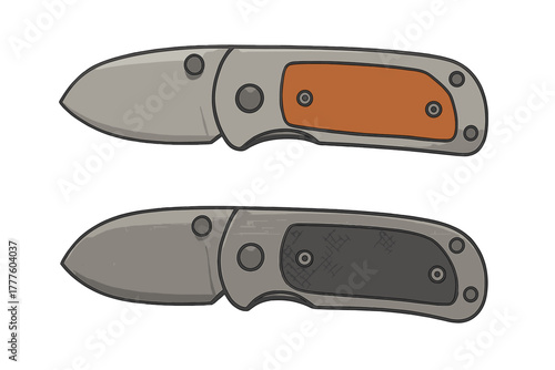 Pair of closed tactical folding knives featuring different handle scale designs