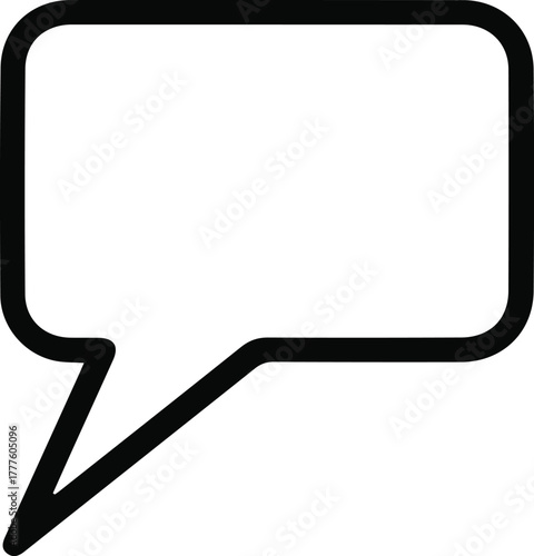 Chat message bubble icon outline, Simple outline icon of a chat message bubble, representing communication, conversation, dialogue, and social interaction in apps or websites.

