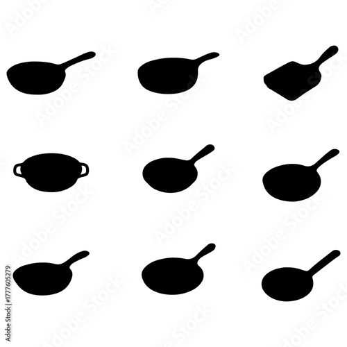 A set of frying pan art, pan vector art design, frying pan vector illustration