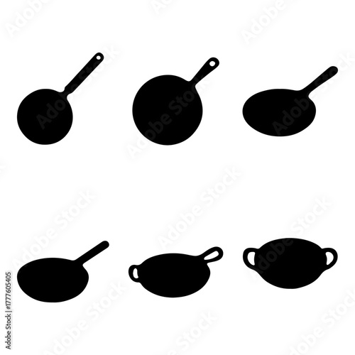 A set of frying pan art, pan vector art design, frying pan vector illustration