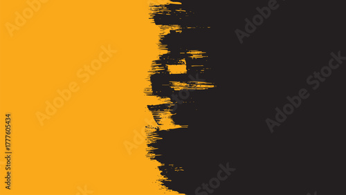 A yellow background divided in half by a black brush stroke in an uneven and disorderly manner.