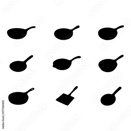 A set of frying pan art, pan vector art design, frying pan vector illustration
