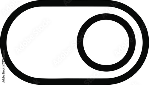 Toggle switch button outline icon, Minimal black and white outline of a toggle switch button in off position, representing user interface, control, or settings concept.

