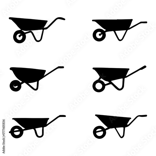 A set of wheelbarrow art, wheelbarrow vector art design, wheelbarrow vector illustration