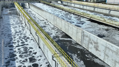 Wastewater treatment plant aeration basins, industrial water treatment process, environmental engineering infrastructure