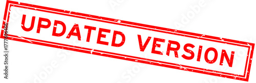 Grunge red updated version word rsquare ubber seal stamp on white background