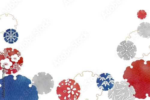 雪輪 Japanese Modern Watercolor Round Frame Set