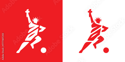 Statue of Liberty soccer logo design — minimalist USA football symbol in modern graphic style