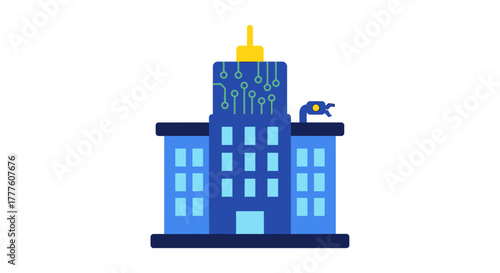 Smart Government Building with Digital Technology Integration.