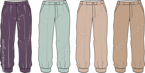 Assortment of women's relaxed fit casual pants in pastel and earthy tones, showcasing comfortable designs with cuffed ankles, perfect for everyday fashion and leisurewear