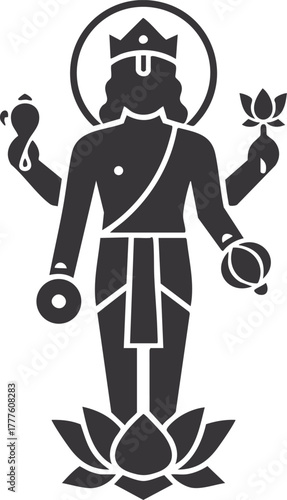 Lord Vishnu illustration, Hindu God vector illustration isolated transparent background