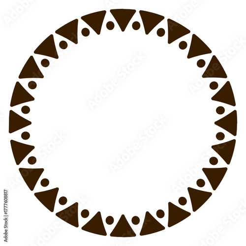 Decorative circular frame featuring traditional african tribal patterns, perfect for cultural or artistic design projects.