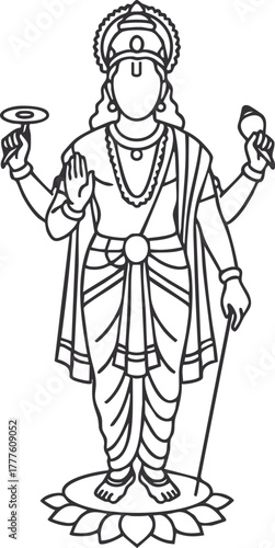 Lord Vishnu illustration, Hindu God vector illustration isolated transparent background