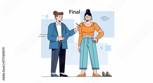 Fashion Designer Consulting With Client About Dressmaking Final Details