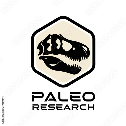 Dinosaur Skull Paleo Research Fossil Hexagon Logo