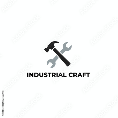 Industrial Craft Hammer Wrench Tool Repair Logo