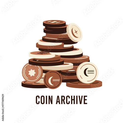 Stack of Vintage Coins Vector Illustration