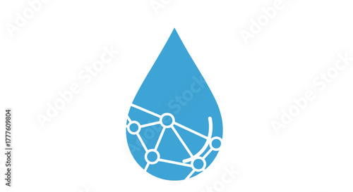 Water drop with network connections representing data flow.