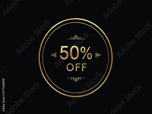 50 Percent Discount Black Gold Elegant Label