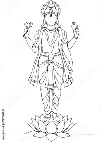 Lord Vishnu illustration, Hindu God vector illustration isolated transparent background