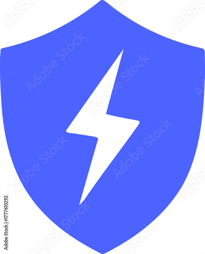 Dynamic lightning bolt shield icon symbolizing robust security, protection, and high energy for modern safety solutions