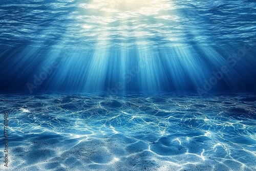 Underwater view of ocean surface with turbulent waves. AI image